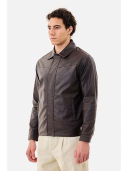 Snitch - Brown Solid Full Sleeves Regular Casual Jacket for Men