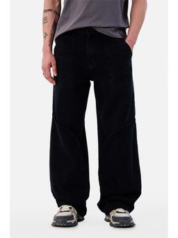 Snitch - Black Solid Relaxed Casual Cargo Pants for Men