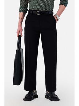 Snitch - Black Solid Flared Formal Trouser for Men