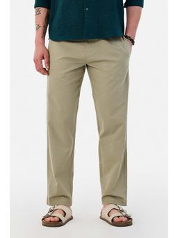 Snitch - Beige Solid Relaxed Casual Trouser for Men