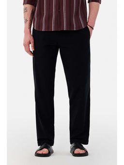 Snitch - Black Solid Relaxed Casual Trouser for Men