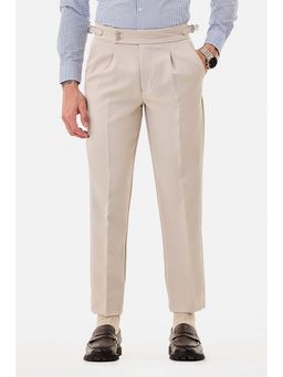 Snitch - Beige Solid Relaxed Festive Wear Trouser for Men