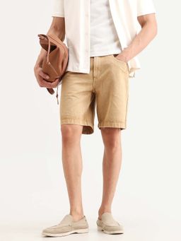 Rare Rabbit - Men'S Carp Khaki Cotton Fabric Regular Fit Plain Shorts