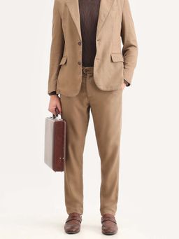 Rare Rabbit - Khaki Drawstring Regular Fit Formal Trouser
