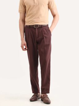 Rare Rabbit - Men'S Nada Brown Cotton Fabric Relaxed Plain Formal Trouser