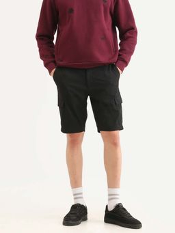 Rare Rabbit - Black 4 Way Stretch Cargo Shorts