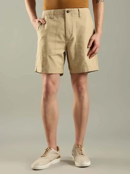 Tommy Hilfiger - Beige Regular Fit Solid Mid Rise Shorts