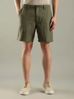 Tommy Hilfiger - Olive Regular Fit Solid Mid Rise Shorts
