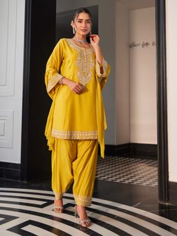 Label S4U - Yellow Embroidered Kurta with Salwar Pant and Dupatta