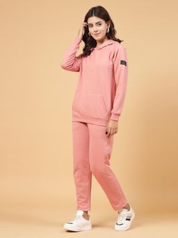 RIGO - Women Peach Oversized Solid Fleece Co-Ord (Set of 2)