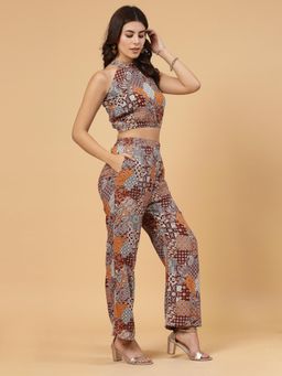 RIGO - Women Brown Paisley Print Co-Ord (Set of 2)
