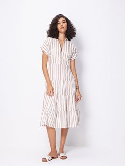 Cover Story - White Stripes Midi Dress