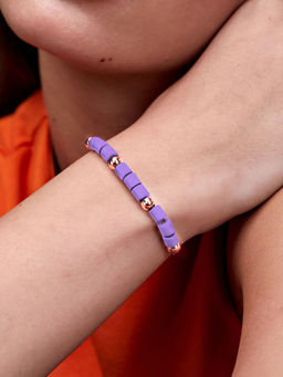 MINUTIAE - Purple Rose Gold Crystals Link Bracelet