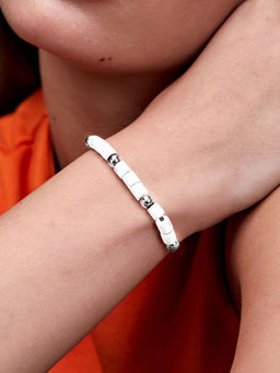 MINUTIAE - White Silver Crystals Link Bracelet
