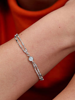 MINUTIAE - Silver Plated Crystals Link Bracelet