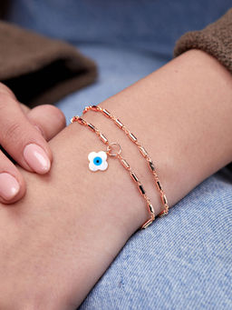 MINUTIAE - Rose Gold Plated Crystals Link Bracelet