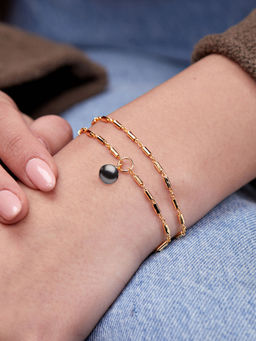 MINUTIAE - Grey Gold Plated Crystals Link Bracelet