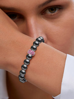 MINUTIAE - Grey Silver Plated Crystals Link Bracelet