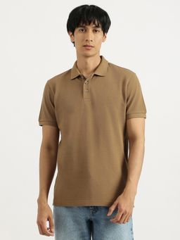 United Colors of Benetton - Brown Regular Fit Collared Solid Polo T-Shirt
