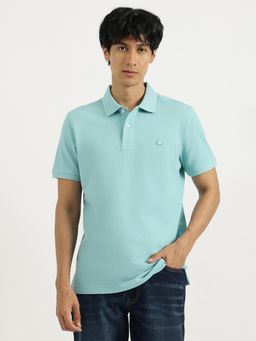 United Colors of Benetton - Blue Relaxed Fit Collared Solid Polo T-Shirt