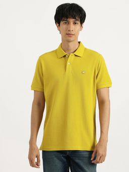 United Colors of Benetton - Yellow Relaxed Fit Collared Solid Polo T-Shirt