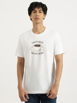 United Colors of Benetton - White Relaxed Fit Round Neck Graphic Print T-Shirt