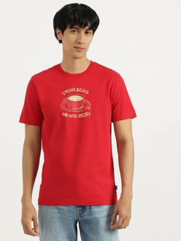 United Colors of Benetton - Red Relaxed Fit Round Neck Graphic Print T-Shirt