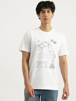 United Colors of Benetton - White Relaxed Fit Round Neck Graphic Print T-Shirt