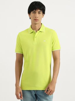 United Colors of Benetton - Green Relaxed Fit Collared Solid Polo T-Shirt