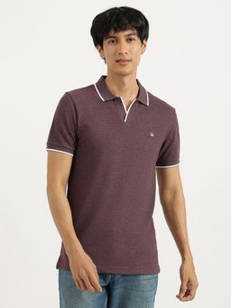 United Colors of Benetton - Purple Regular Fit Johnny Collar Solid Polo T-Shirt