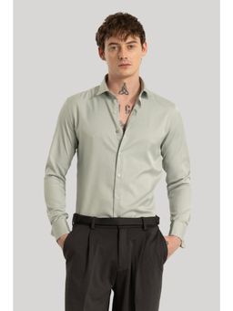 Snitch - Light Green Plain Full Sleeves Slim Casual Shirt for Men