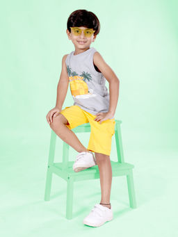 KiddoPanti - Boys Sleeveless Printed Tee with Cargo Shorts (Set of 2)