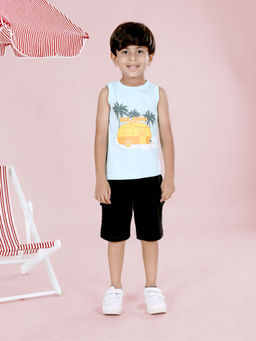 KiddoPanti - Boys Sleeveless Printed Tee with Cargo Shorts (Set of 2)