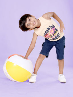 KiddoPanti - Boys Sleeveless Printed Tee with Cargo Shorts (Set of 2)