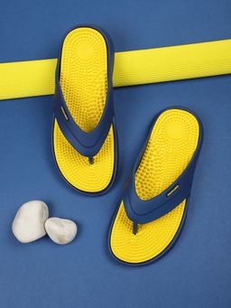 Carlton London - Solid Yellow & Navy Blue Thong Flip-flops