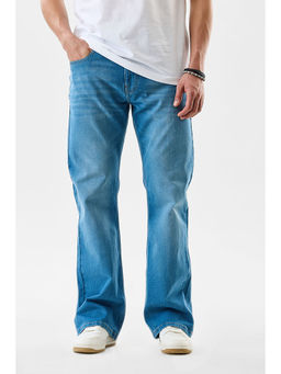 Snitch - Light Blue Solid Bootcut Casual Jeans