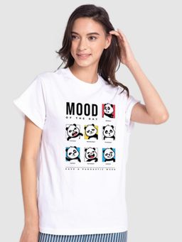 Bewakoof - Women's White MOTD Panda Graphic Printed T-shirt