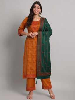 Safaa - Womens Acro Wool Woven Unstitched Top and Bottom with Dupatta