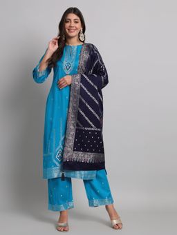 Safaa - Womens Acro Wool Woven Unstitched Top and Bottom with Dupatta