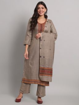 Safaa - Womens Acro Wool Woven- Printed Unstitched Top and Bottom with Dupatta