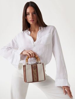Guess - White Kerima Bamboo 2 Comp Mini Tote