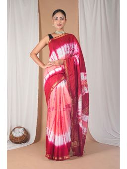ANUTTARA - Bhagalpuri Multi-Color Silk Blend Tassels Tie & Dye Saree With Unstitched Blouse