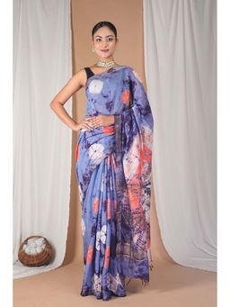 ANUTTARA - Bhagalpuri Multi-Color Silk Blend Tassels Tie & Dye Saree With Unstitched Blouse