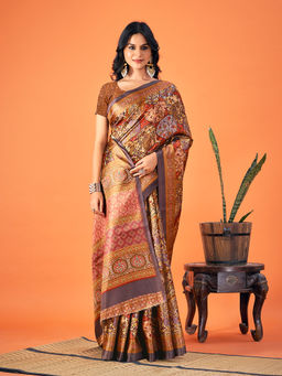 EXCLUSIVA - Multicolor Pashmina Design Saree with Unstitched Blouse