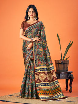 EXCLUSIVA - Multicolor Pashmina Design Saree with Unstitched Blouse
