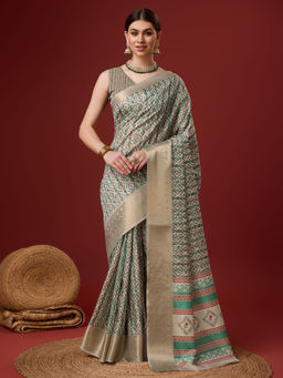EXCLUSIVA - Multicolor Cotton Saree with Unstitched Blouse