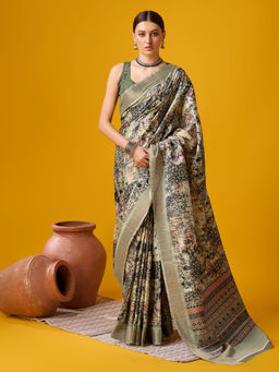 EXCLUSIVA - Multicolor Cotton Saree with Unstitched Blouse