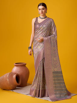 EXCLUSIVA - Lavender Cotton Saree with Unstitched Blouse