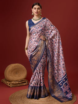 EXCLUSIVA - Pink Cotton Saree with Unstitched Blouse