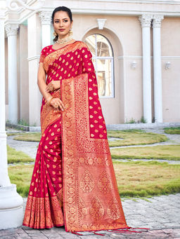 EXCLUSIVA - Maroon Silk Saree with Unstitched Blouse